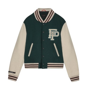 FILLING PIECES VARSITY JACKET OFF WHITE/GREEN