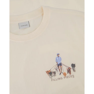 FILLING PIECES T-SHIRT DOG WALKER ANTIQUE WHITE