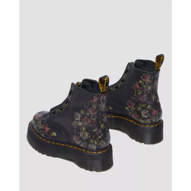 DR MARTENS SINCLAIR BLACK DECAYED ROSES CLASSIC TUMBLED NAPPA