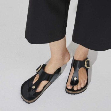 BIRKENSTOCK GIZEH BIG BUCKLE REGULAR HIGH SHINE BLACK