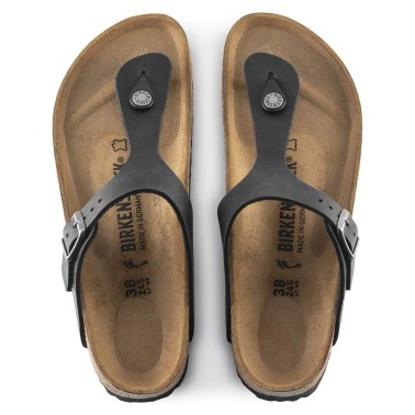 BIRKENSTOCK GIZEH OILED LEATHER REGULAR BLACK