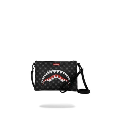 SPRAYGROUND SHARKS IN PARIS WTF BUBBLY BLACK CHECK CROSSOVER CLUTCH