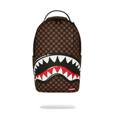 SPRAYGROUND SHARKS IN PARIS WTF BUBBLE BROWN CHECK BACKPACK