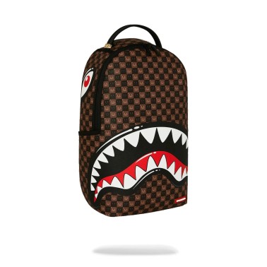 SPRAYGROUND SHARKS IN PARIS WTF BUBBLE BROWN CHECK BACKPACK