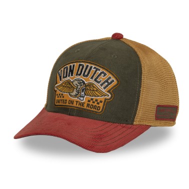 VON DUTCH GORRA  DE PANA TRUCKER NARANJA CON CIERRE AJUSTABLE EN FORMA DE S